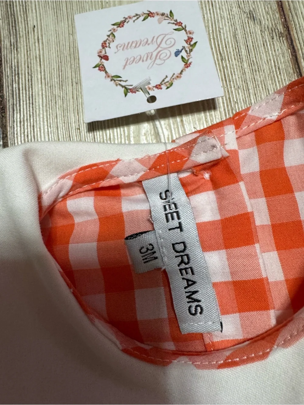 NWT Sweet Dreams Pumpkin Orange gingham bubble romper baby girls 3m boutique